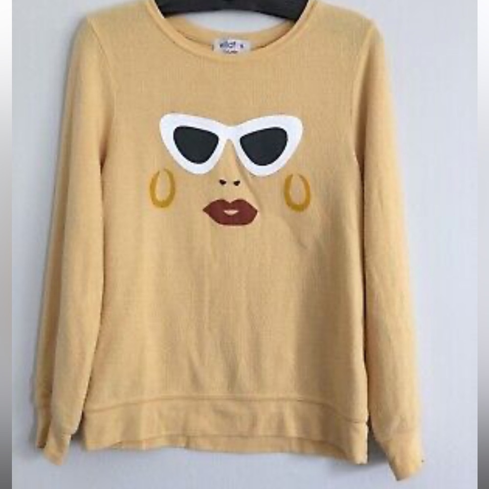 WILDFOX kids yellow face sweatshirt